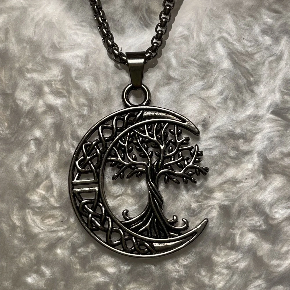 Celtic Knot Moon with Tree of Life Necklace Unisex - Picture 9 of 10